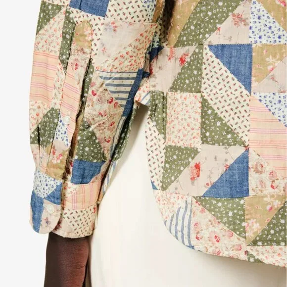 Ralph Lauren Women's Cotton Floral Patchwork Box Pleat Cotton Shirt - Picture 9 of 12